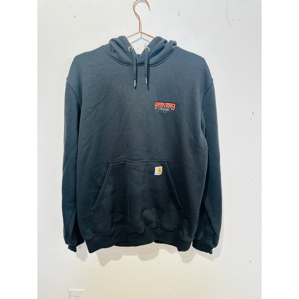 CARHARTT Black Steve's Trucking Vintage Hooded Front Pocket Sweatshirt size M
